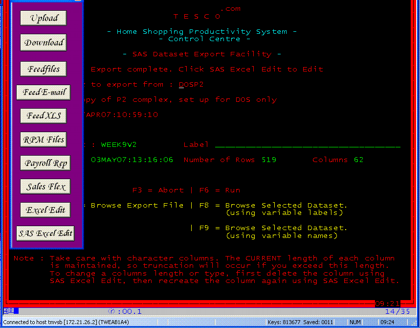 SAS/AF screen with quick pad floating over the top.